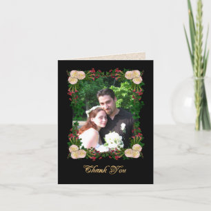 Tackkort-kort för bild blommigt ram tack kort