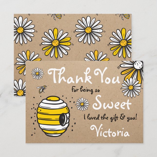 Tackkort-kort för honungsbin inbjudningar (Fram/baksida)