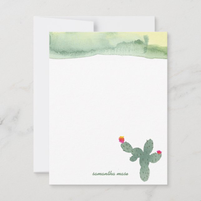 Tackkort-kort för vattenfärgsAbstrakt Cactus  Card Anteckningskort (Framsida)