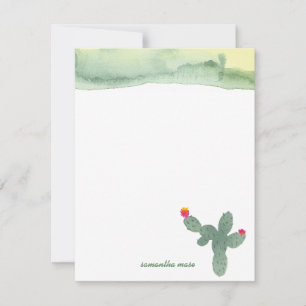 Tackkort-kort för vattenfärgsAbstrakt Cactus Card Anteckningskort