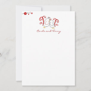 Tackkort-kort Love birds och Blommar Anteckningskort