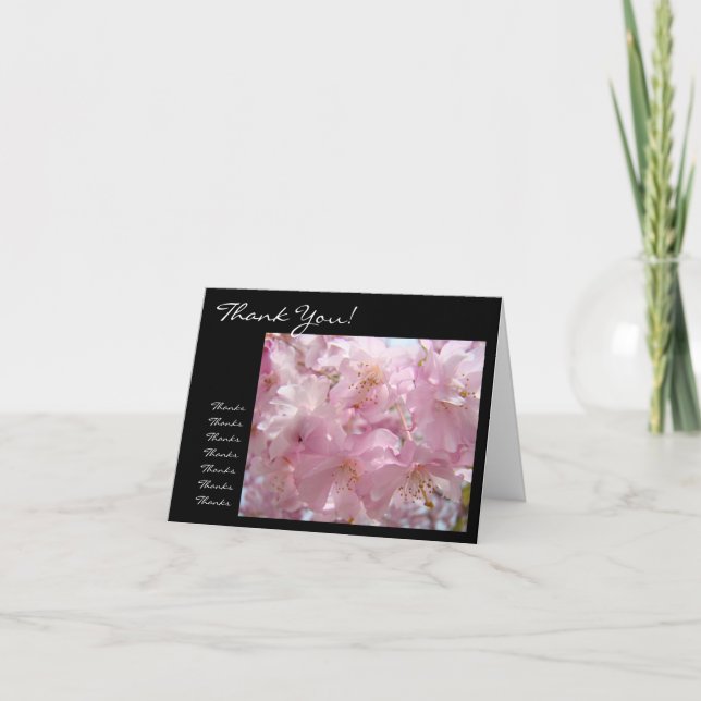 Tackkort! kort Tack Tack Rosa Blommor (Framsida)