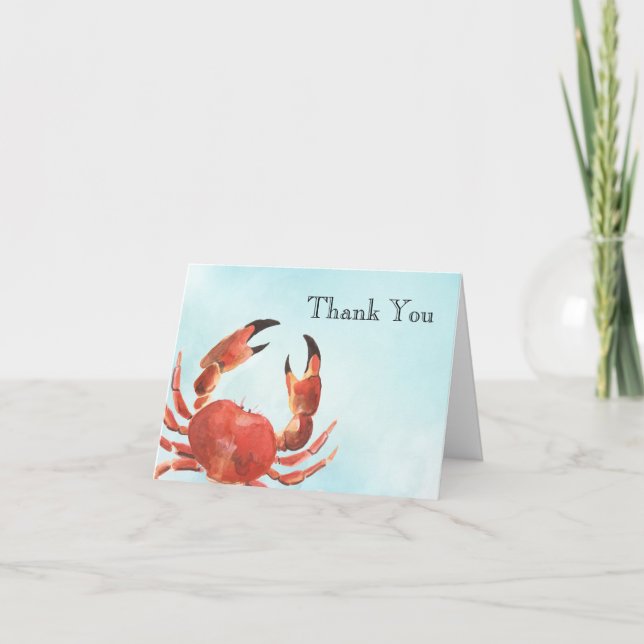Tackkort med akvarell krabba och bakgrund (Framsida)