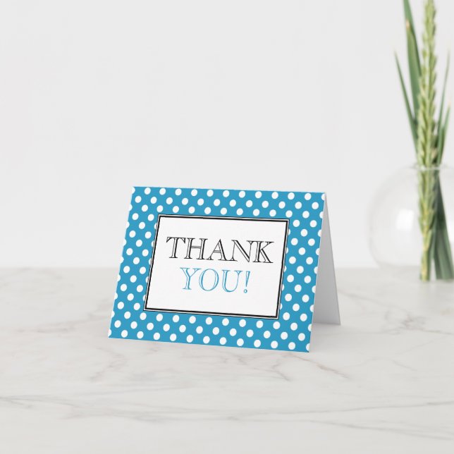 Tackkort med blå och vit prickmönster (Framsida)