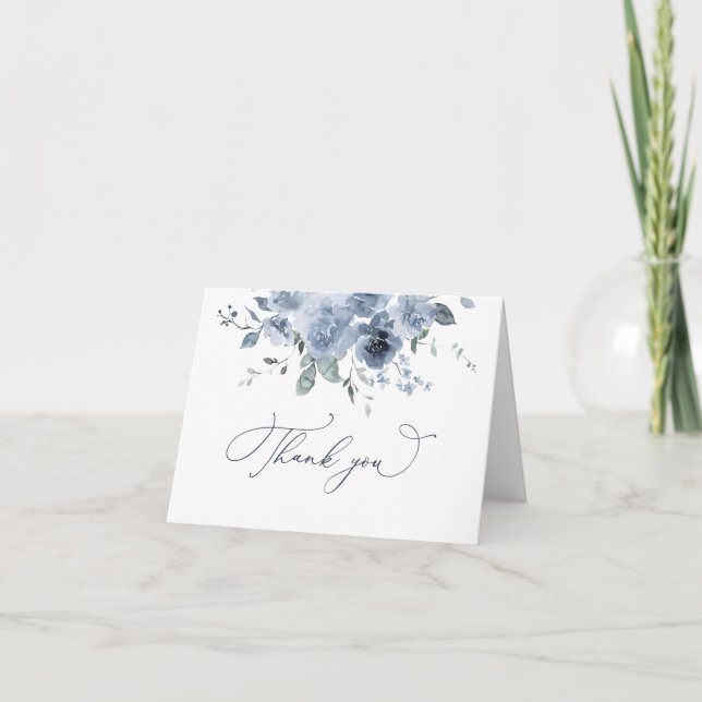 Tackkort med dammig blå blomma (Framsida)