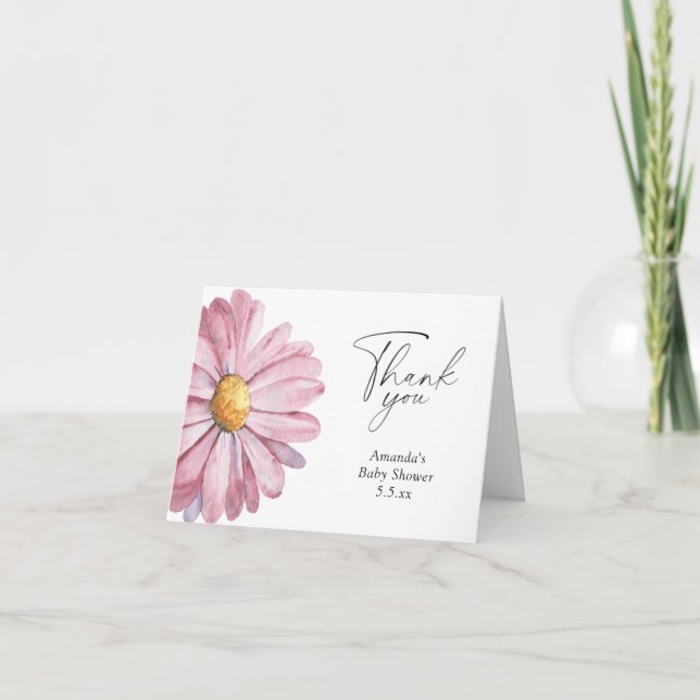 Tackkort med elegant rosa vildblomma (Framsida)