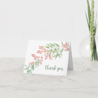 Tackkort med gren av blommor och löv kort