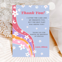 Tackkort med groovy regnbågsblommor