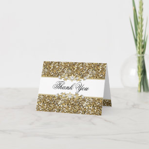 Tackkort med guldglitter och juveler