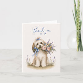 Tackkort med Havanese-blomsterbukett