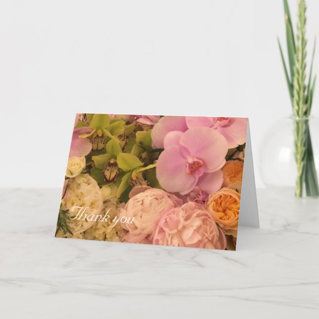Tackkort med orkidé och peony (Framsida)