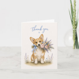 Tackkort med Pembroke Welsh Corgi och blomsterbuke