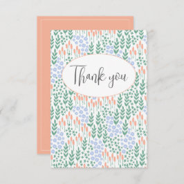 Tackkort med persikablå blommig design tack kort