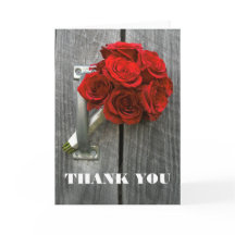 Tackkort med röda rosor bukett