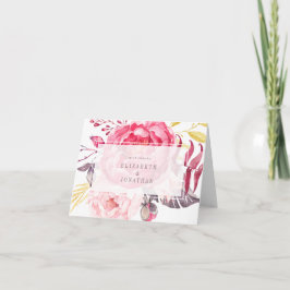 Tackkort med rosa akvarellbukett på engelska