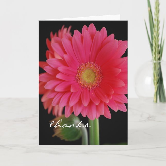 Tackkort med rosa gerbera (Framsida)