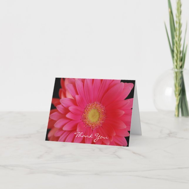 Tackkort med rosa Gerbera Tusenskönor (Framsida)