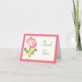 Tackkort med rosa, grön, gul och vit peony