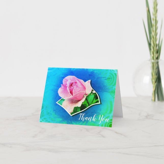 Tackkort med rosa knopp blommig konst (Framsida)