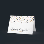 Tackkort med rosa och guld konfettipunkter<br><div class="desc">Tackkort med konfettipunkter 
  Stila och unika kort med rosa,  guld och mörklila konfettipunkter. Matchande föremål och andra färger finns tillgängliga.</div>