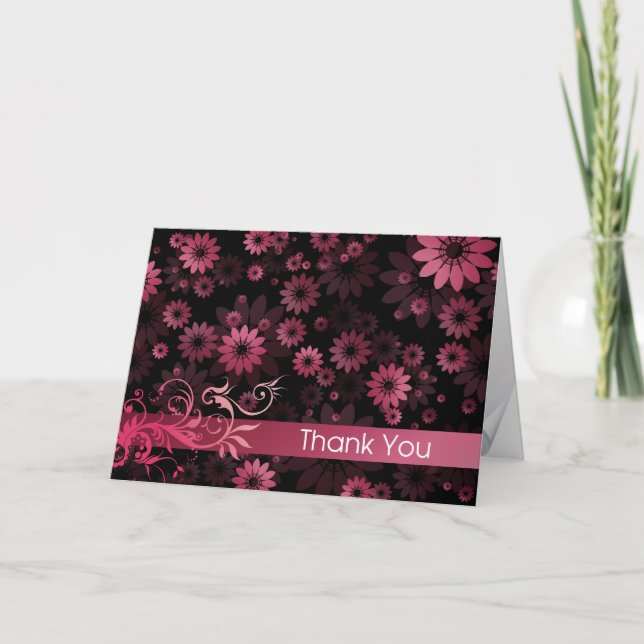 Tackkort med rosa prästkragar (Framsida)