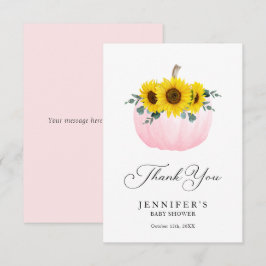 Tackkort med rosa pumpa och solros tack kort