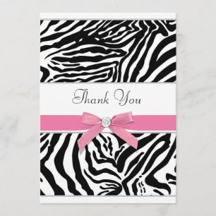 Tackkort med rosa zebra tack kort
