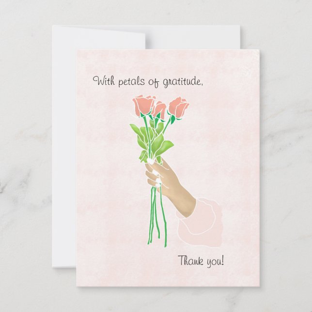 Tackkort med rosblommor av tacksamhet julkort (Framsida)