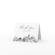 Tackkort med skiss av Denver Skyline