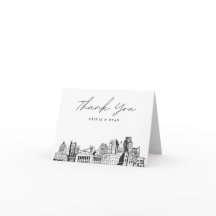 Tackkort med skiss av Sacramento:s skyline