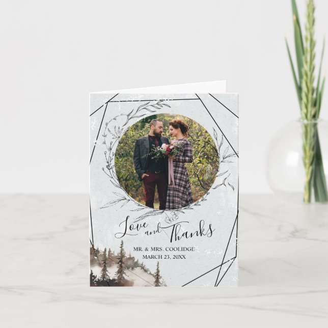 Tackkort med skog, korp och veckad krans (Framsida)