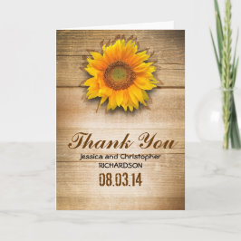 tackkort med solros i rustik stil