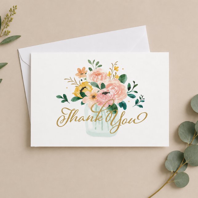 Tackkort med vildblommor i murarvas tack kort (Wildflower Thank You Card)