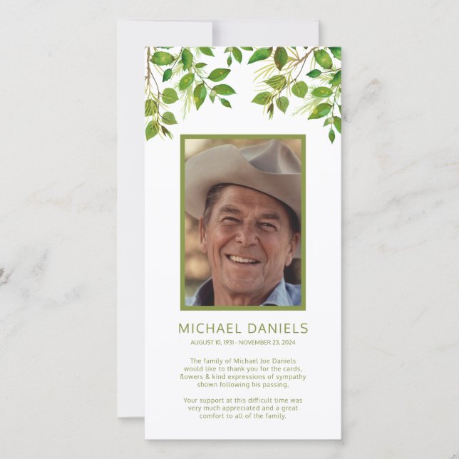 Tackkort | Memorial Photo Kort (Framsida)