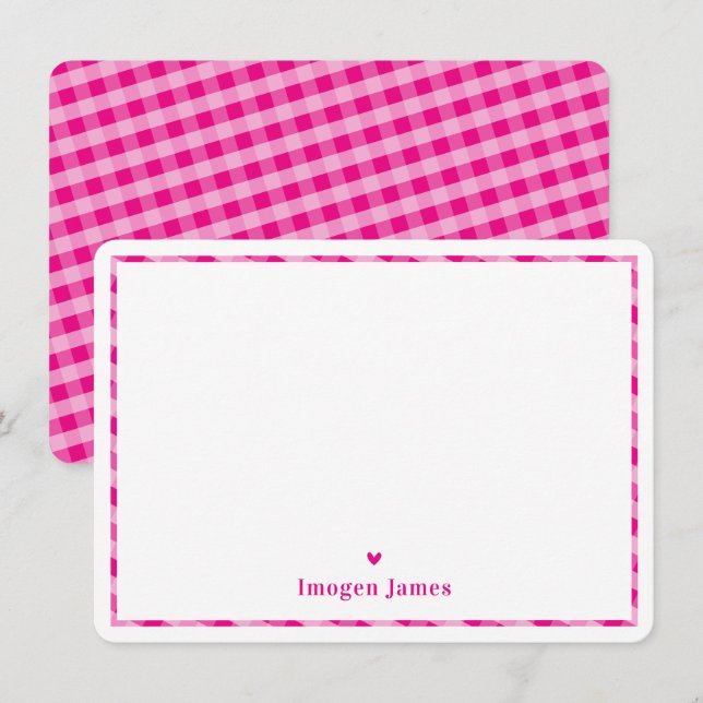 TACKKORT modern check gullig shock rosa Tack Kort (Fram/baksida)