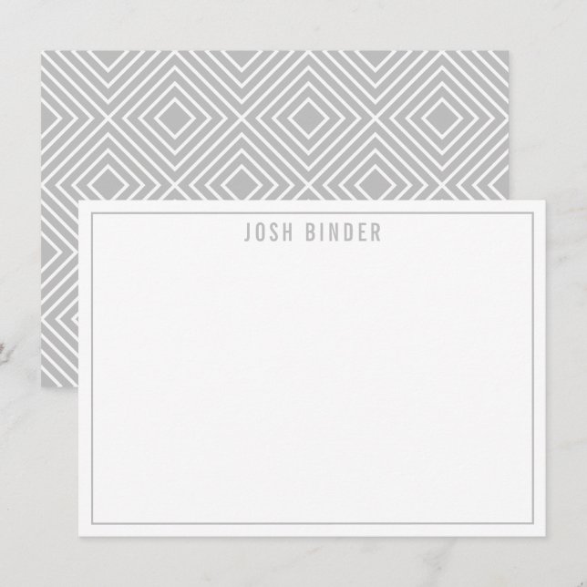 TACKKORT modern minimal namn ljust grå Tack Kort (Fram/baksida)