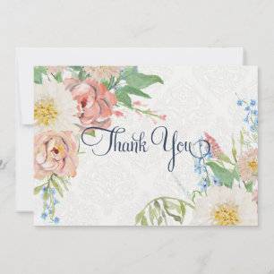 Tackkort Pastel Rosa Boho Blommigt in Foliage Tack Kort