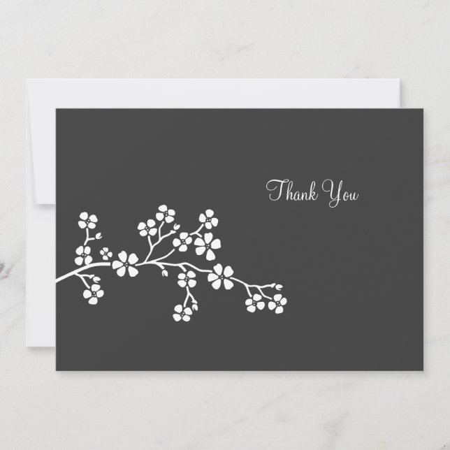 Tackkort Silver körsbärsblom Flat kort (Framsida)