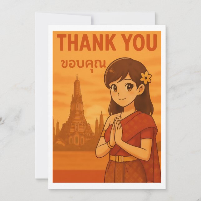 Tackkort - Thailändsk flicka hälsar i Bangkok Tack Kort (Framsida)