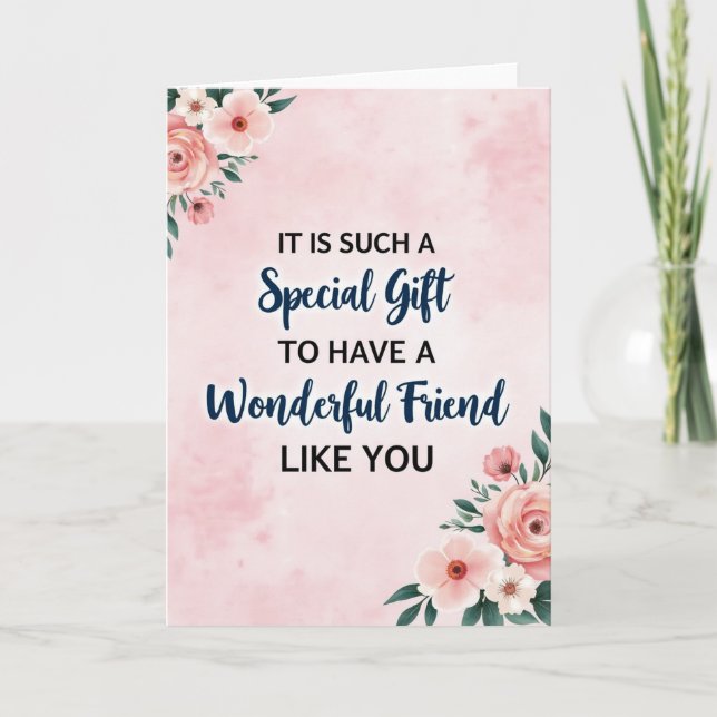 Tackkort till blommiga vänner kort (Framsida)