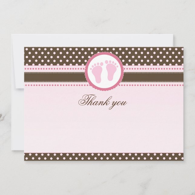 Tackkort tomt rosa brunt baby shower inbjudningar (Framsida)