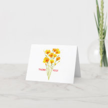Tackkort vallmo akvarell trädgård vilda blommor