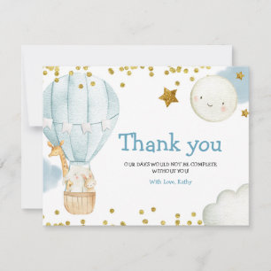 Tackkort Varm Luft Ballong Djur Baby Shower Tack Kort