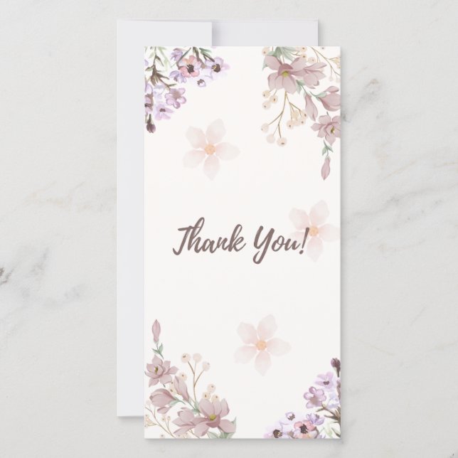 Tackkort Vattenfärg Blommig Design Tack Kort (Framsida)