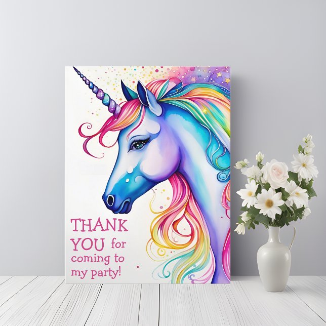 Tackkort Whimsical Enhörning Födelsedagskort Vykort (Gratitude and Whimsy Unite! 🦄💕)