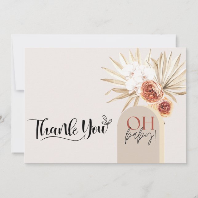 Tackkortmall för baby shower med vilda blommor i b tack kort (Framsida)