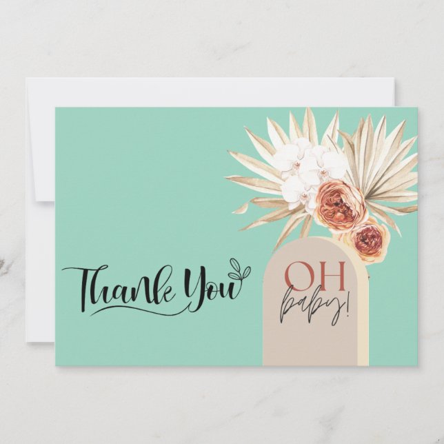 Tackkortmall för vildblomma boho baby shower tack kort (Framsida)