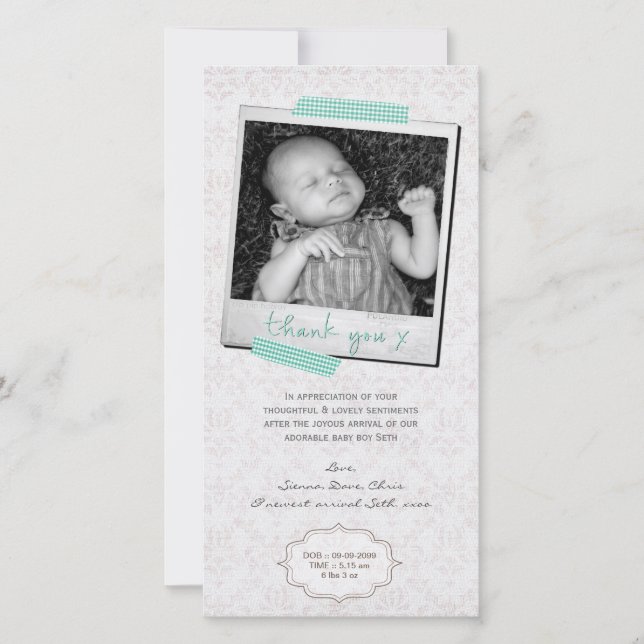 Tackkortpojkeblått Washi tejpar Tack Kort (Framsida)