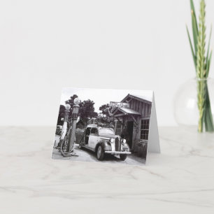 TACKkortvintage car som packas för flyttning, Tack Kort