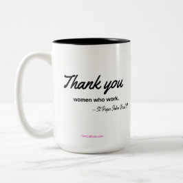 Tackkvinnor som fungerar muggen Två-Tonad mugg